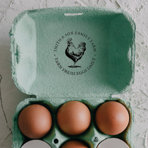 Vintage Hand-drawn Chicken Egg Personalised Rubber Stamp