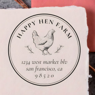 Vintage Hand-drawn Chicken Family Farm Egg Carton Rubber Stamp