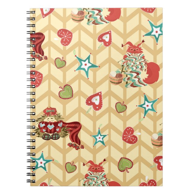 Vintage hand drawn christmas seamless pattern vint notebook (Front)