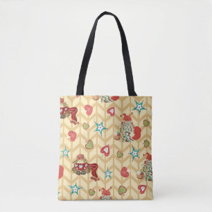 Vintage hand drawn christmas seamless pattern vint tote bag