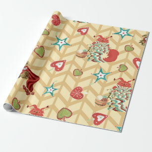 Vintage hand drawn christmas seamless pattern vint wrapping paper