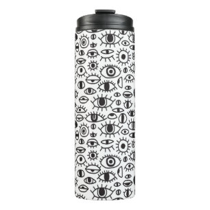 vintage hand drawn doodle seamless background with thermal tumbler