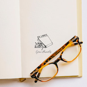 Vintage Hand-drawn Elegant Script Custom Book Rubber Stamp