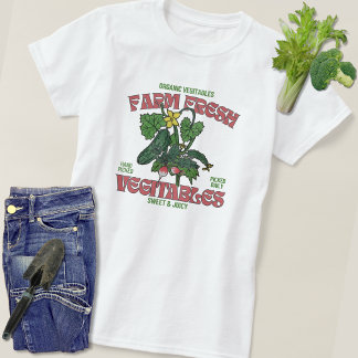 Vintage Hand Drawn Farm Fresh Vegetables Gardener T-Shirt