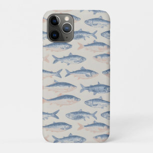 Vintage Hand-Drawn Fish Seamless Pattern iPhone 11 Pro Case