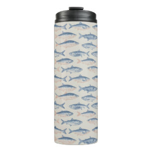 Vintage Hand-Drawn Fish Seamless Pattern Thermal Tumbler