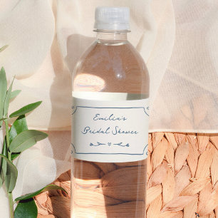 Vintage Hand Drawn Floral Bridal Shower Water Bottle Label