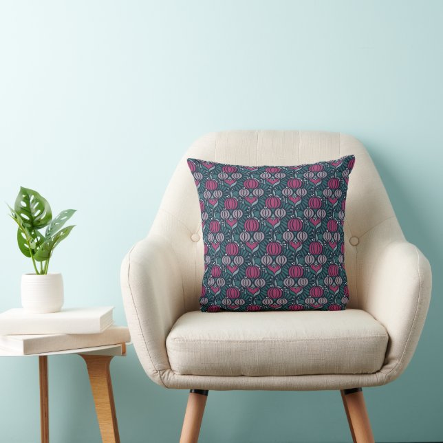 Vintage Hand Drawn Floral Damask Pattern Cushion (Chair)