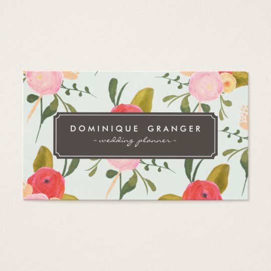 Vintage Hand Drawn Flowers Business Card