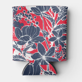 Vintage Hand-Drawn Flowers, Elegant Pattern. Can Cooler