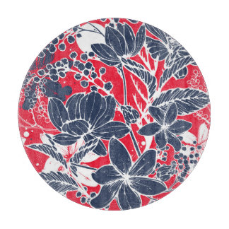 Vintage Hand-Drawn Flowers, Elegant Pattern. Cutting Board