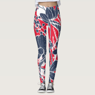 Vintage Hand-Drawn Flowers, Elegant Pattern. Leggings