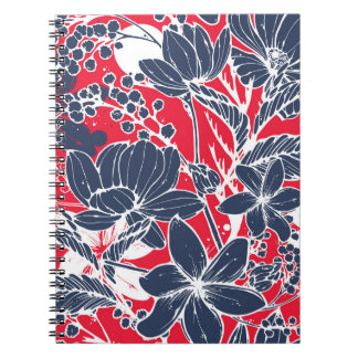 Vintage Hand-Drawn Flowers, Elegant Pattern. Notebook