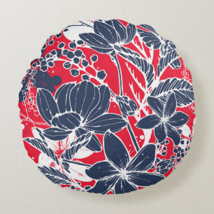 Vintage Hand-Drawn Flowers, Elegant Pattern. Round Cushion