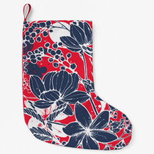 Vintage Hand-Drawn Flowers, Elegant Pattern. Small Christmas Stocking