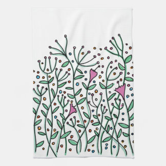 Vintage hand drawn Flowers Tea Towel