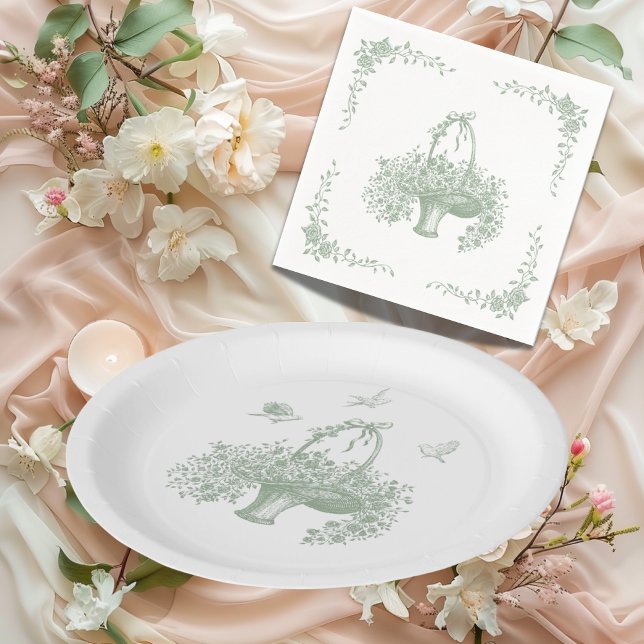 Vintage Hand Drawn Greenery Elegant  Napkin (Creator Uploaded)