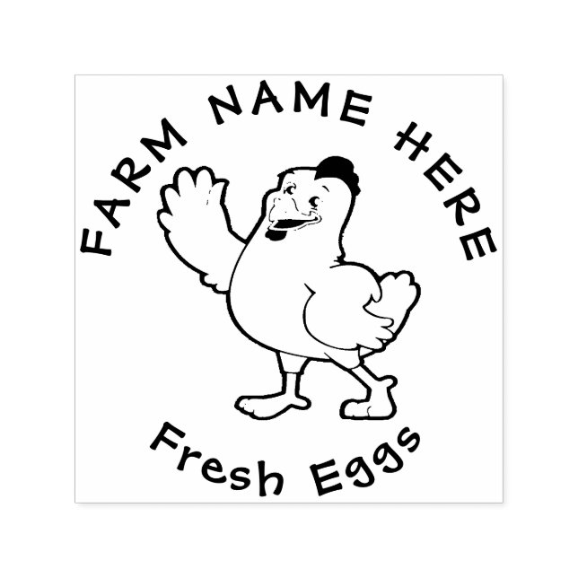 Vintage Hand Drawn Hen Farm Eggs Family Self-inking Stamp (Design)