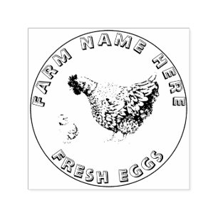 Vintage Hand Drawn Hen Farm Eggs Family Self-inking Stamp