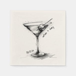 Vintage Hand Drawn Martini Glass Classic Wedding Napkin