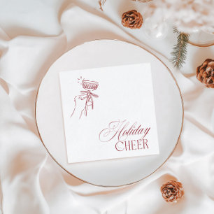 Vintage Hand Drawn Red Christmas Holiday Party Napkin