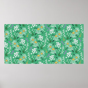 vintage Hand-drawn retro cute flowers and plant bo Poster