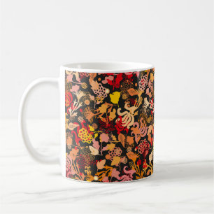 Vintage hand drawn seamless floral pattern coffee mug