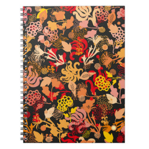 Vintage hand drawn seamless floral pattern notebook