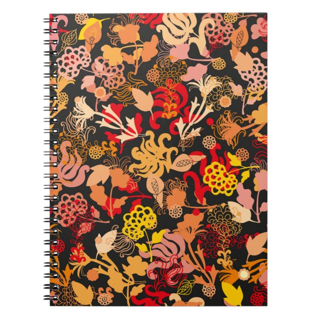 Vintage hand drawn seamless floral pattern notebook (Front)