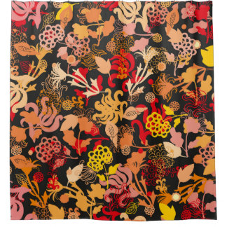Vintage hand drawn seamless floral pattern shower curtain