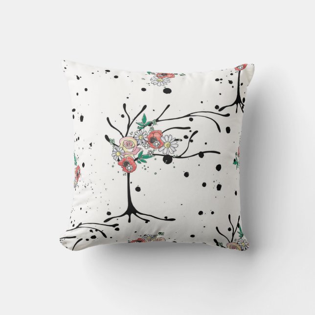 Vintage hand drawn seamless pattern graphic illust cushion (Front)