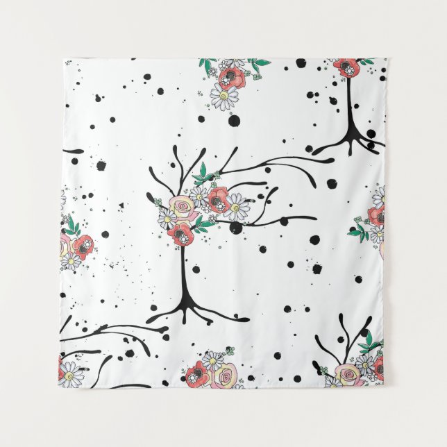 Vintage hand drawn seamless pattern graphic illust tapestry (Front)