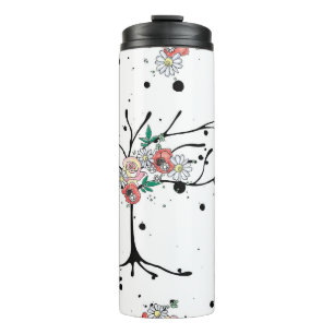 Vintage hand drawn seamless pattern graphic illust thermal tumbler
