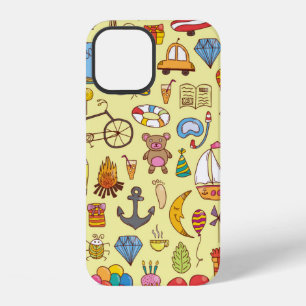 vintage hand drawn seamless pattern with doodle ki iPhone 12 case