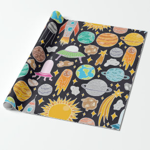 Vintage hand drawn seamless pattern with doodle sp wrapping paper