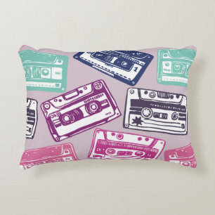 vintage hand-drawn seamless pattern with old audio decorative cushion