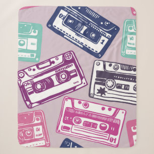 vintage hand-drawn seamless pattern with old audio sherpa blanket