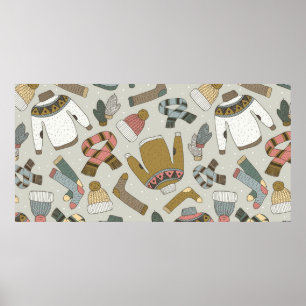 vintage hand drawn seamless pattern with poster