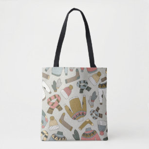 vintage hand drawn seamless pattern with  tote bag