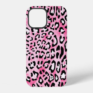 Vintage hand drawn seamless pink white colour leop iPhone 12 case