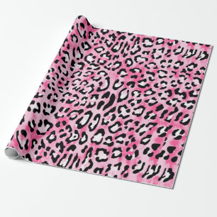 Vintage hand drawn seamless pink white colour leop wrapping paper