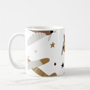 Vintage hand-drawn seamless repeating children sim coffee mug