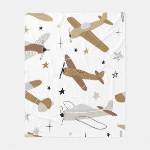 Vintage hand-drawn seamless repeating children sim fleece blanket