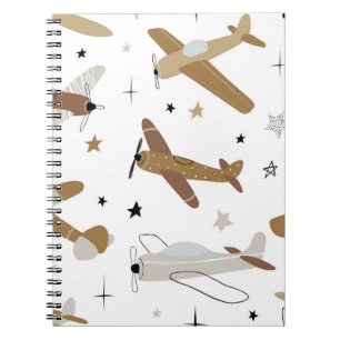 Vintage hand-drawn seamless repeating children sim notebook