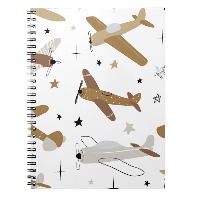 Vintage hand-drawn seamless repeating children sim notebook (Front)