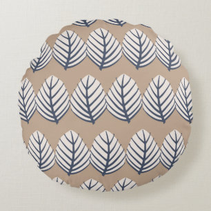 vintage hand drawn simple and modern leaf motif se round cushion