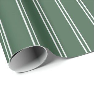 Vintage Hand Drawn Stripes Rustic Forest Green Wrapping Paper