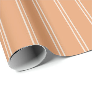Vintage Hand Drawn Stripes Rustic Muted Apricot Wrapping Paper