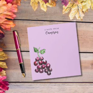 Vintage Hand-Drawn Watercolor Grapes Plum Purple  Notepad