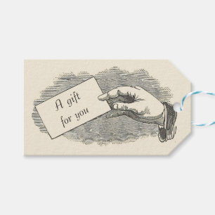 Vintage Hand Holding Card Thank you for Coming Gift Tags